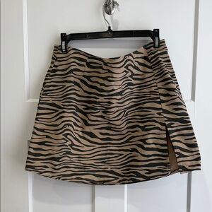Motel Tan/Black Zebra Print Mini Skirt